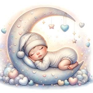 10 Sweet Dreams Baby, Watercolor Clipart Jpg, Newborn Children, Girl, Nursery Decor, Baby Toys ...