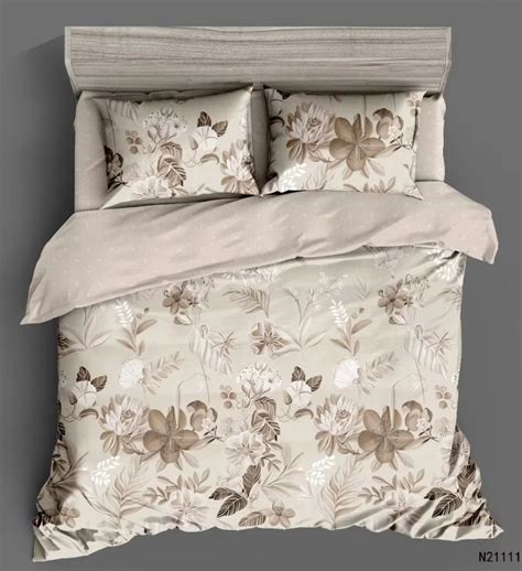 Комплект постельного белья с одеялом Love Happiness бежевый с узорами ...