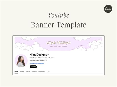 PASTEL SKY Youtube Channel Banner Editable Canva Template Soft, Clean ...