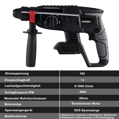 Bürstenlos Akku Bohrhammer Schlagbohrmaschine Hammer Drill 2x Akku