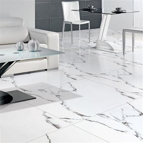 White Polished Ceramic Floor Tiles Size X Mm Model Hs Gn