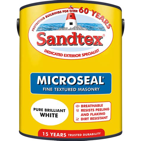 Sandtex Fine Textured Masonry Paint 5L Pure Brilliant White | Toolstation