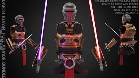 Star Wars Darth Revan Full Armor And Lightsabers For Cosplay D Model