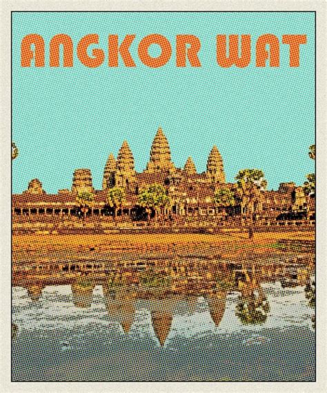 Premium Photo Angkor Wat Retro Travel Poster