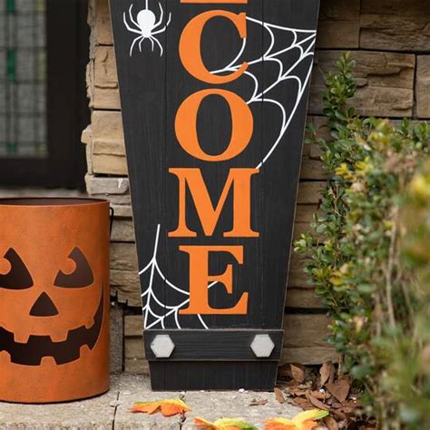 Glitzhome® 42 Halloween Wooden Welcome Coffin Porch Décor Halloween Porch Decor Michaels