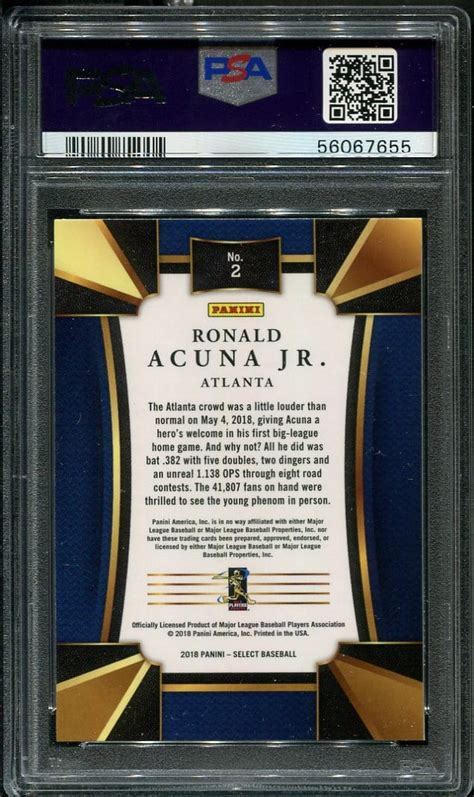 2018 Panini Chronicles Select 2 Ronald Acuna Jr RC PSA 9 56067655