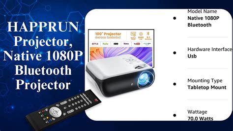 Happrun Projector Native P Bluetooth Projector With Screen