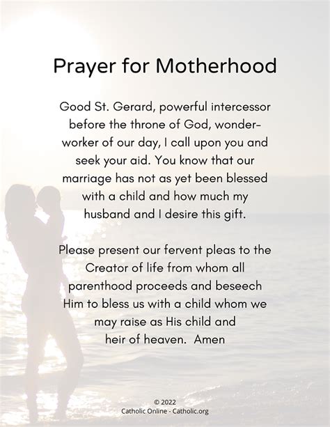 Prayer For Motherhood Free Pdf Catholic Online Learning Resources