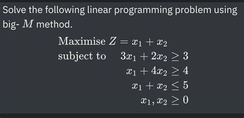 Solved Solve The Following Linear Programming Problem Using Chegg