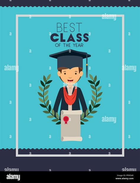 Graduation Card With Man Character Stock Vector Image And Art Alamy