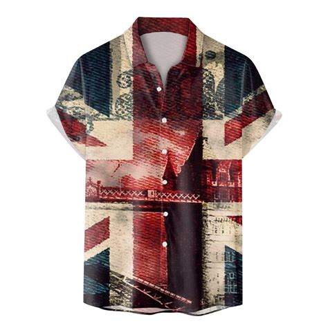 Szxzygs Mens Dress Shirts Slim Fit Cotton Mens Independence Day Summer