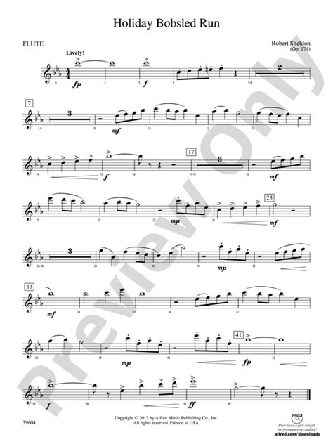 Holiday Bobsled Run Flute Flute Part Digital Sheet Music Download