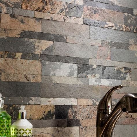 Aspect 6 X 24 Inch Medley Slate Peel And Stick Stone Backsplash Natural Stone Backsplash Slate