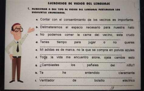 Ejercicios De Vicios Del Lenguaje Mencionar A Que Tipo De Vicios Del