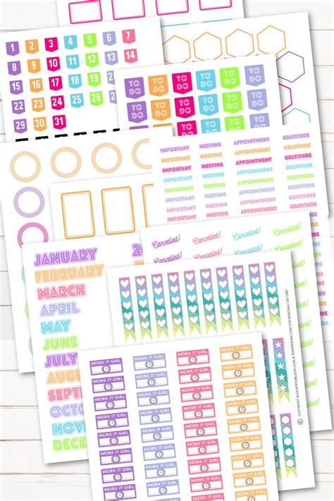 Printable Functional Planner Stickers Redate Boxes Work Schedule