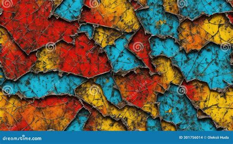 Rusty Metal Texture Red Yellow Orange Blue Abstract Background