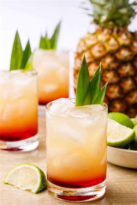 Refreshing Pineapple Vodka Cocktail With Fresh Lime And Grenadine