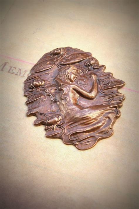 2 Repousse Nouveau Lily Pad Mermaid Pendants Vintaj Natural Brass OS