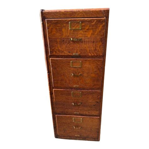 Antique Oak Four Drawers File Cabinet Early 20th Century In 2023 Four Drawer File Cabinet