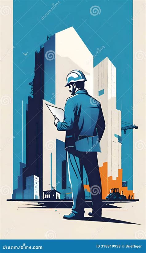 Modern Architect Simple Concept Illustration At A Construction Site