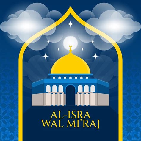 Isra Miraj Abbildung Mit Al Aqsa Moschee Premium Vektor