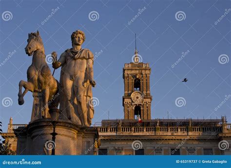 Statues of Piazza Del Campidoglio in Rome Editorial Photography - Image ...