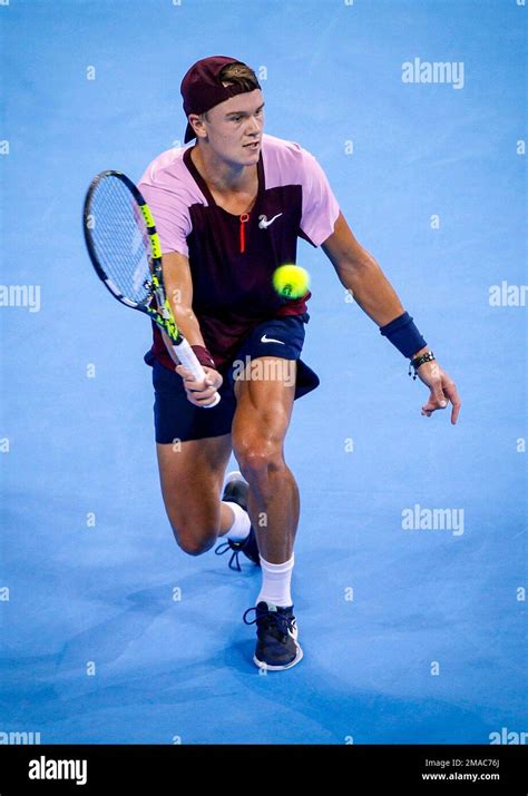 Holger Rune From Denmark Returns A Shot During His Semifinal Match