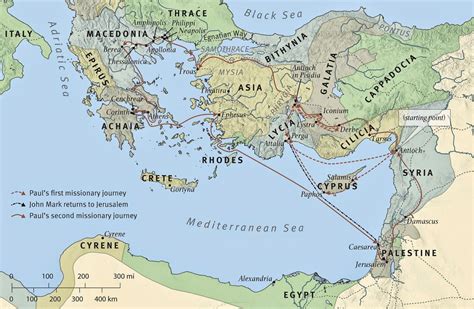 Pauls First And Second Missionary Journeys Map Bible Study Images