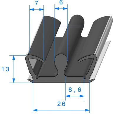 Profil Ref Coulisse Floqu E Epdm Noir Shores A