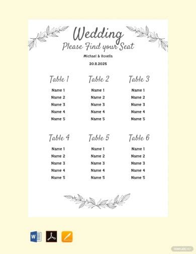 38+ Wedding Seating Chart Templates - PDF, DOC