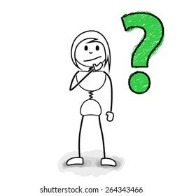 Contemplating Stickman Question Mark Symbol Vector Stock Vector