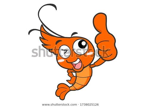 Cartoon Shrimp Seafood Character Icon Illustration Stock Illustration