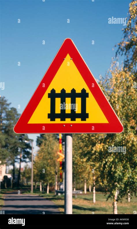 Guarded Railway Crossing Ahead Stock Photo Alamy