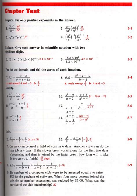 Algebra 1 Chapter 8 Test Review Answers