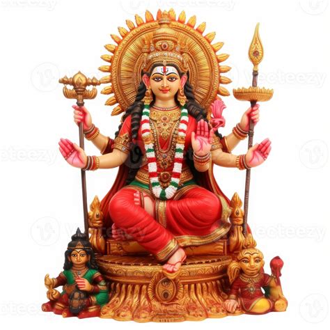 Santoshi Mata Hindu God Sculpture On White Background Image Generative