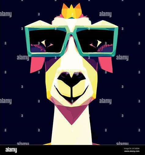 Cheerful Llama With Glasses Pastel Background Pop Geometric Art