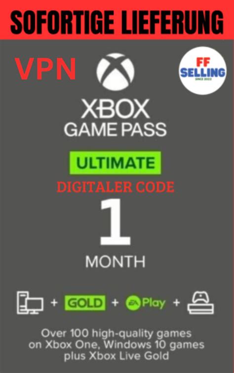 VPN XBOX Game Pass Ultimate XBOX LIVE GOLD 1 Monat Digitaler