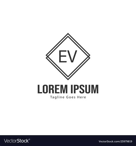 Initial Ev Logo Template With Modern Frame Vector Image