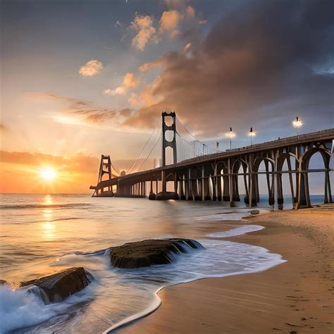 Premium AI Image | The golden gate bridge at sunset