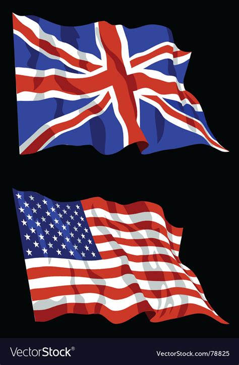 British American Flags Royalty Free Vector Image