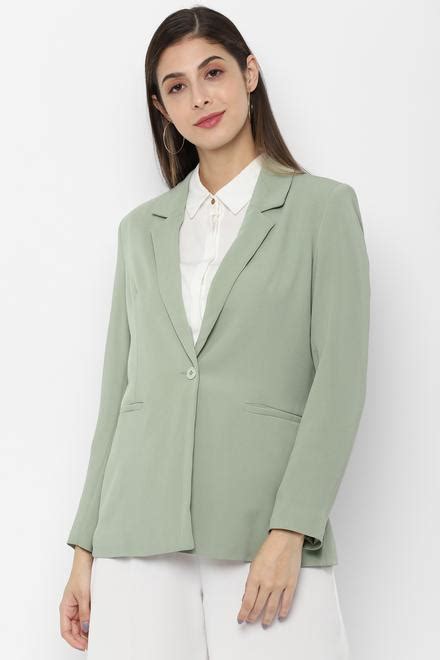 Buy Women Green Textured Casual Blazer Online 470864 Allen Solly