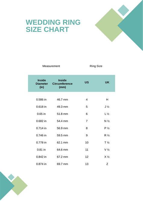 Wedding Ring Size Chart in PDF - Download | Template.net