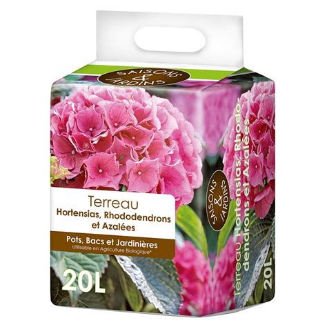 Terreau hortensia rhododendron azalée pot bac jardinière UAB 20L