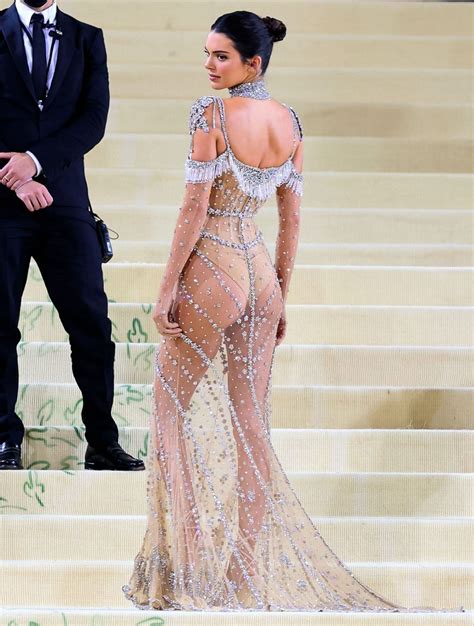 Kendall Jenner Flaunts Buttcheeks In Sheer Crystal Dress At Met