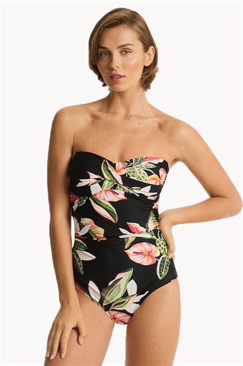 Sea Level Sundown Twist Bandeau One Piece Black Swimwear Galore Au