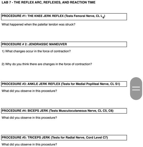 Solved Lab The Reflex Arc Reflexes And Reaction Time Procedure