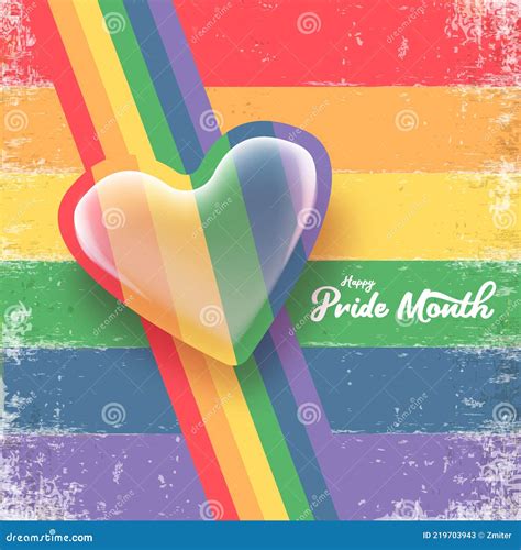 Happy Pride Monat Banner Mit Herz Und Stolz Farbe Flagge Isoliert Auf