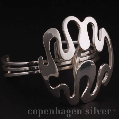 Vintage N E From Sterling Silver Bangle Organic Shapes Copenhagen