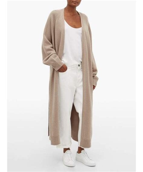 Raey Raey Long Line Belted Cashmere Grandad Cardigan Womens