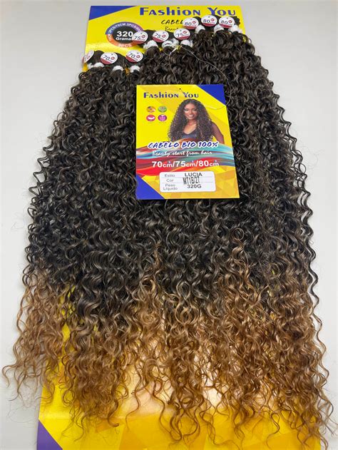 Cabelo Orgânico Cacheado Bio Fibra 320g 80cm 9 Telas Fio sem brilho